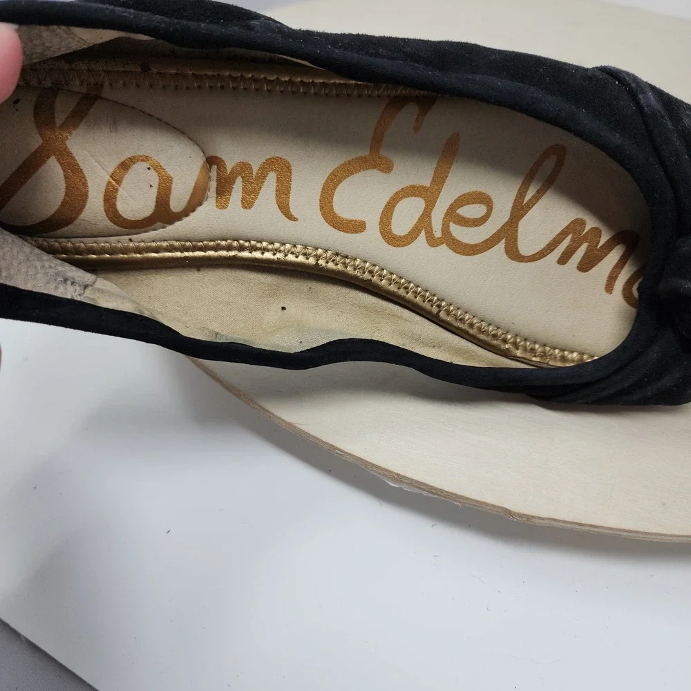 Sam Edelman Ballet Flat 10 Women Felicia Black Suede Knot Slip On Classic Chic